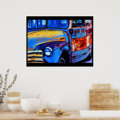 Bus vieler Farben Poster (Küche)