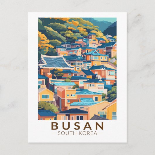 Busan Gamcheon Culture Village Travel Art Vintag Postkarte (Vorderseite)