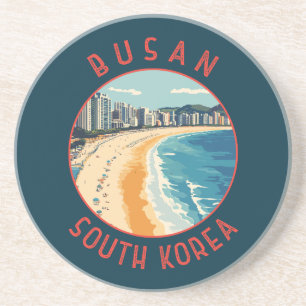 Busan Haeundae Beach Retro Distressed Circle Getränkeuntersetzer