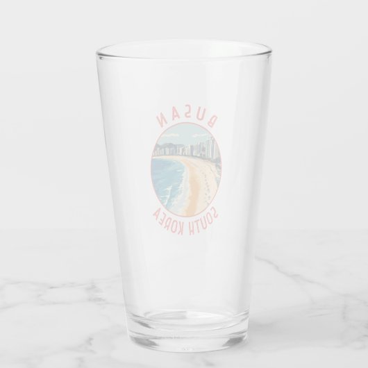 Busan Haeundae Beach Retro Distressed Circle Glas (Rückseite)