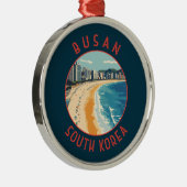 Busan Haeundae Beach Retro Distressed Circle Ornament Aus Metall (Rechts)