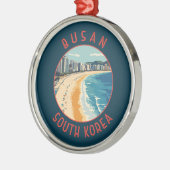Busan Haeundae Beach Retro Distressed Circle Ornament Aus Metall (Links)