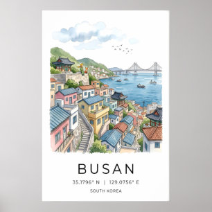 Busan-Hafen-Kunstposter Südkorea Küstenlandschaft Poster