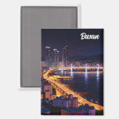 Busan Skyline Nachtreise Magnet (Vorderseite/Rückseite)