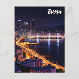 Busan Skyline Nachtreise Postkarte
