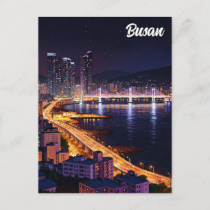 Busan Skyline Nachtreise Postkarte