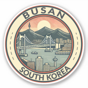 Busan South Korea Bridge Travel Art Abzeichen Aufkleber