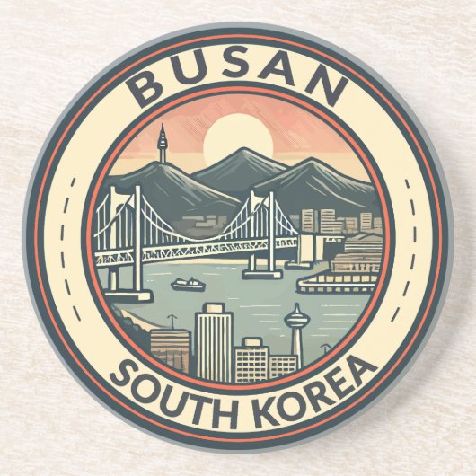 Busan South Korea Bridge Travel Art Abzeichen Getränkeuntersetzer (Vorne)