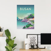 Busan South korea Reiseplakat Poster (Heimbüro)