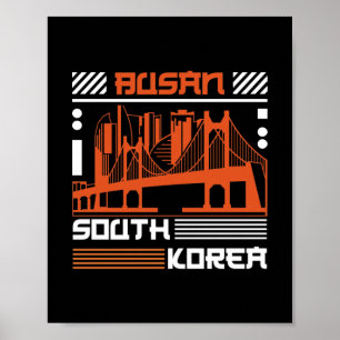 Busan Südkorea Brücke Skyline Grafik   Modern  Poster