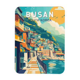 Busan Südkorea Reise Kunst Vintage Magnet