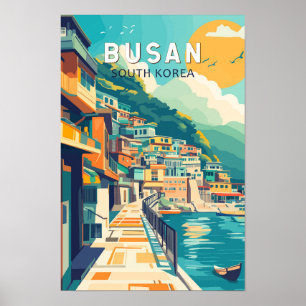 Busan Südkorea Reise Kunst Vintage Poster