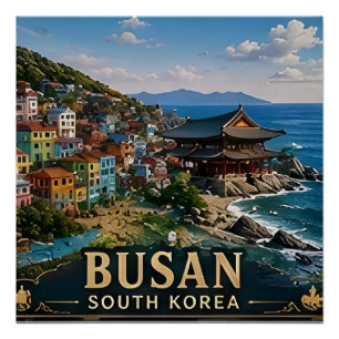 🧲 Busan Südkorea Urlaubserinnerung für Reisende Poster