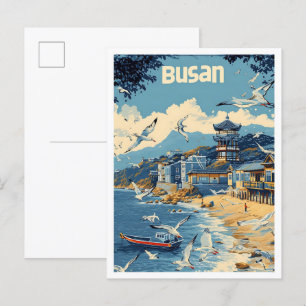 Busan Südkorea Vintage-Kunst-Reiseillustration Postkarte
