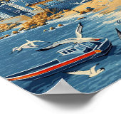 Busan Südkorea Vintage Kunstreise Illustration Poster (Ecke)