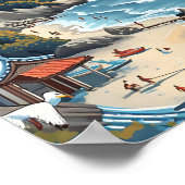 Busan Südkorea Vintage Kunstreise Illustration Poster (Ecke)