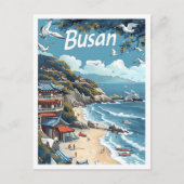 Busan Südkorea Vintage Kunstreise Illustration Postkarte (Vorderseite)