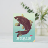 Busan Vintages südkoreanisches Reiseplakat Postkarte (Stehend Vorderseite)