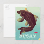 Busan Vintages südkoreanisches Reiseplakat Postkarte (Vorne/Hinten)