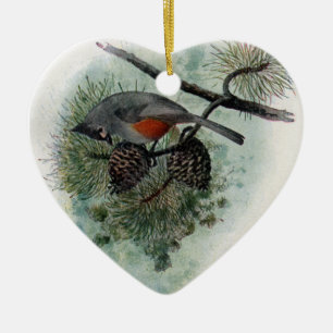 Büscheliger Titmouse gehockt auf einem Pinecone Keramik Ornament