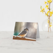 Büscheliger Titmouse Notecard - löschen Sie nach Karte (Gelbe Blume)