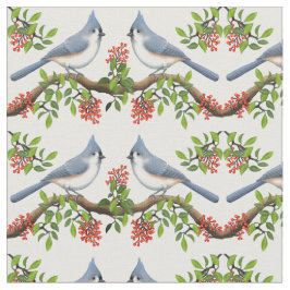Büscheliger Titmouse-Vögel mit Beeren-Gewebe Stoff