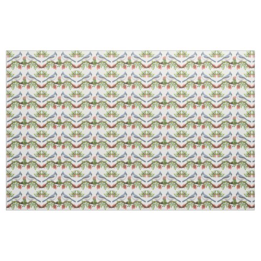 Büscheliger Titmouse-Vögel mit Beeren-Gewebe Stoff (Fat Quarter (45,7 x 55,9 cm))