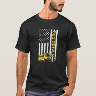 Busfahrer Amerikanische Flagge Schulbusfahrer T-Shirt