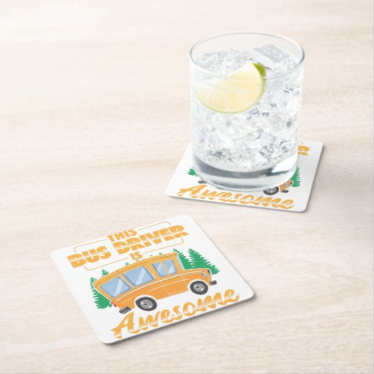 Busfahrer-Beruf| Schulbusgeschenk Rechteckiger Pappuntersetzer (Vor Ort)