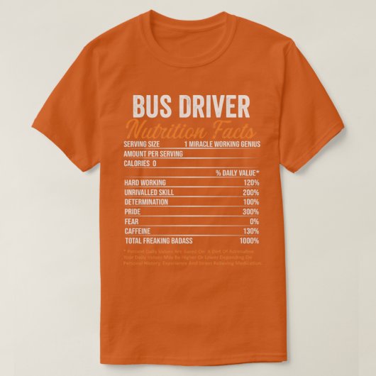 Busfahrer Ernährung Fakten Funny Gift Ideen T-Shirt (Design vorne)