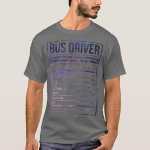 Busfahrer Funny Bus Driving Nutrition Label T-Shirt
