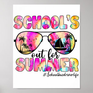 Busfahrer für Sommersonnenuntergänge in der Gefärb Poster