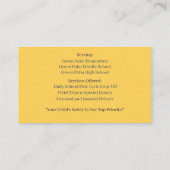 Busfahrer Gelbe Schulbuskarte Visitenkarte (Rückseite)