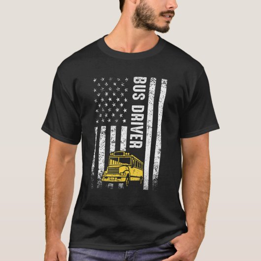 Busfahrer in der Schule, die amerikanische Flagge T-Shirt (Vorderseite)