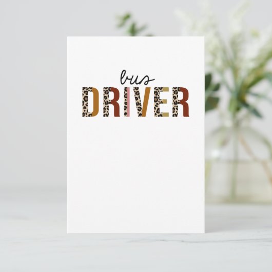 Busfahrer Leopard Print Funny Dankeskarte (Stehend Vorderseite)