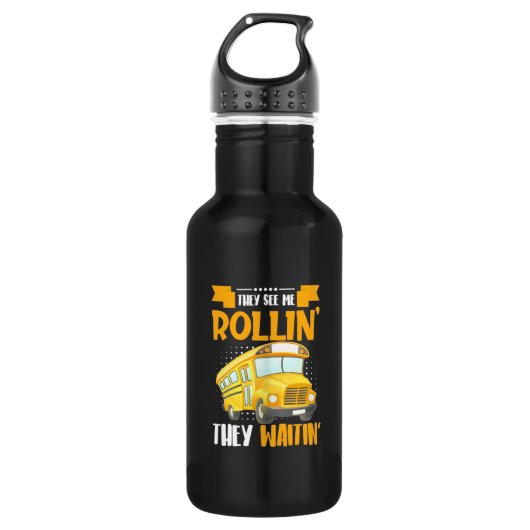 Busfahrer sehen Me Rollin Edelstahlflasche (Vorderseite)