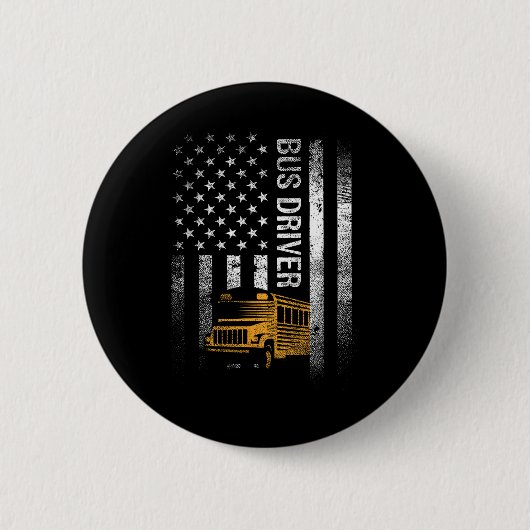 Busfahrer US sa American Flag Funny Bus Driver Ges Button (Vorderseite)