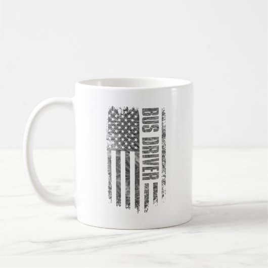 Busfahrer USA-Flagge Distressed-Design Kaffeetasse (Links)