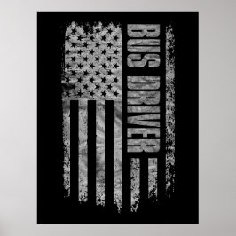Busfahrer USA-Flagge Distressed-Design Poster
