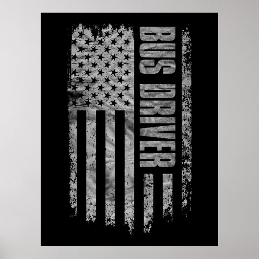 Busfahrer USA-Flagge Distressed-Design Poster (Vorne)