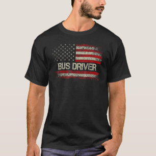 Busfahrer Vintag amerikanische Flagge US Patriotic T-Shirt