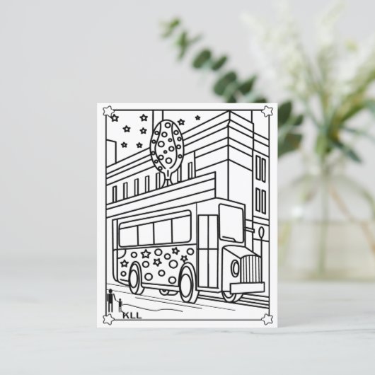 Busfärbeseiten für Kinder (Stehend Vorderseite)