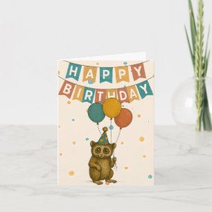 Bush Baby Birthday Card - Niedliches Jungle Animal Karte