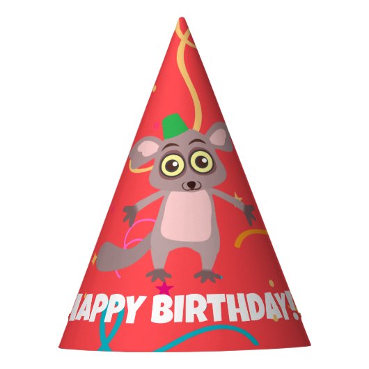 Bush Baby Birthday Party Hat Partyhütchen (Vorderseite)