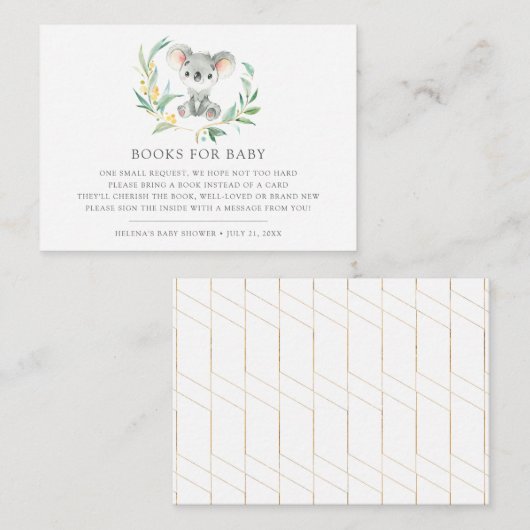 Bush Baby Koala Baby Showbook Request Cards Begleitkarte (Vorne/Hinten)