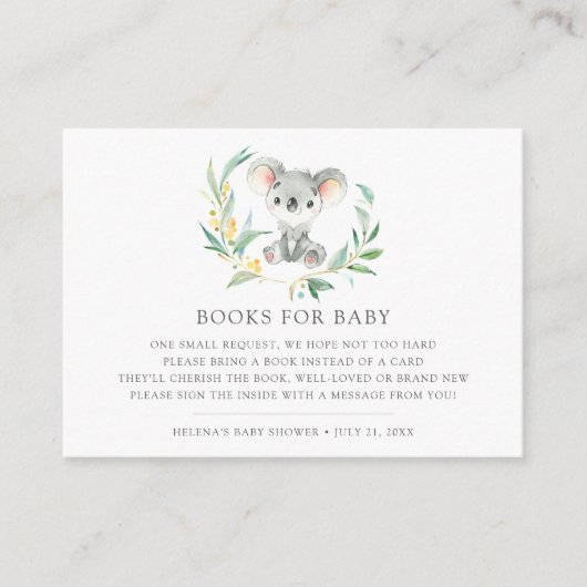 Bush Baby Koala Baby Showbook Request Cards Begleitkarte (Vorderseite)