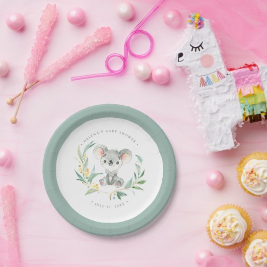 Bush Baby Koala Baby Shower Paper Plate Pappteller (Party)