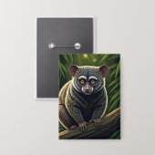 Bush Baby Perched on Jungle Branch Button (Vorderseite/Rückseite)