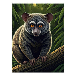 Bush Baby Perched on Jungle Branch Poster