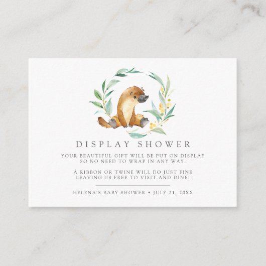 Bush Baby Platypus Baby Duschgeschenk Display Begleitkarte (Vorderseite)